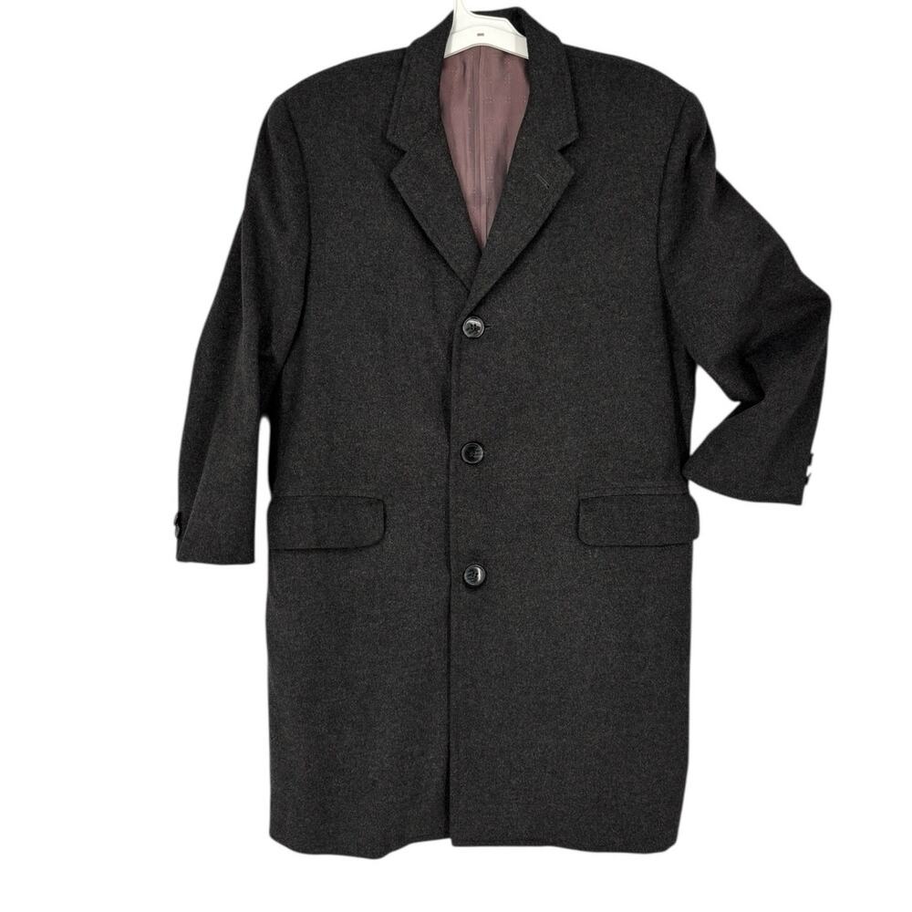 Vintage Cloth Made By Crombie Aberdeen Scotland Mens Overcoat Size 44 Gray